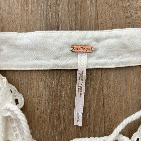 Free People Ivory Eyelet Lace-Up Mini Dress in size small - Picture 5 of 11